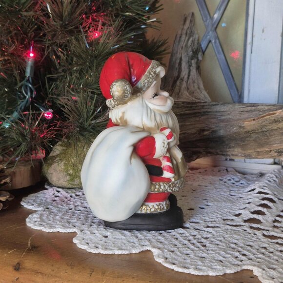 🎄Vintage Porcelain Santa Claus Piggy Bank - 70s Trinket Figurine - Picture 5 of 13